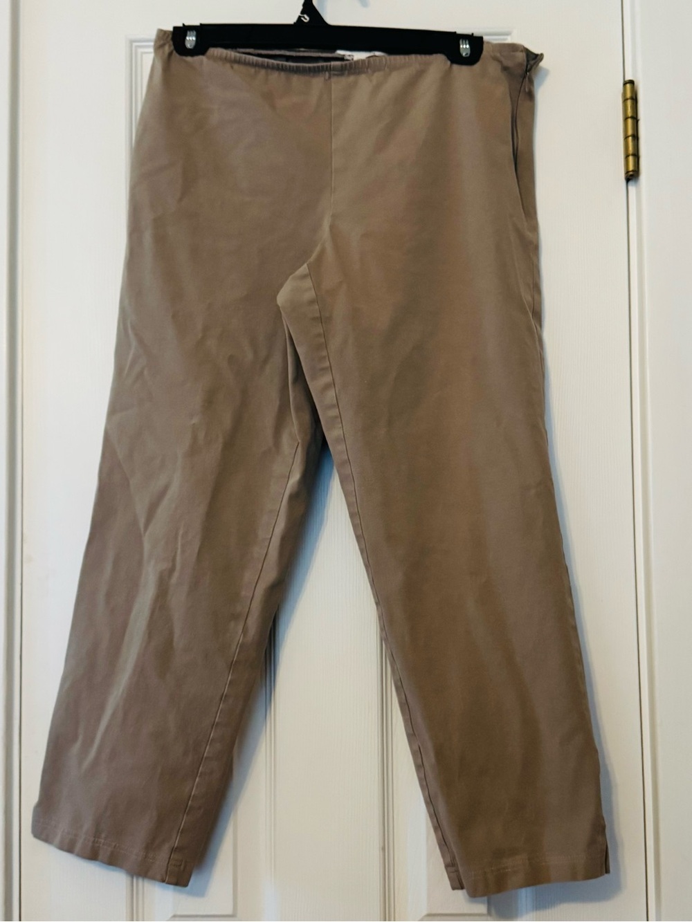 Eileen Fisher Organic Cotton Stretch Capri Pants Women’s Medium Taupe Side Zip